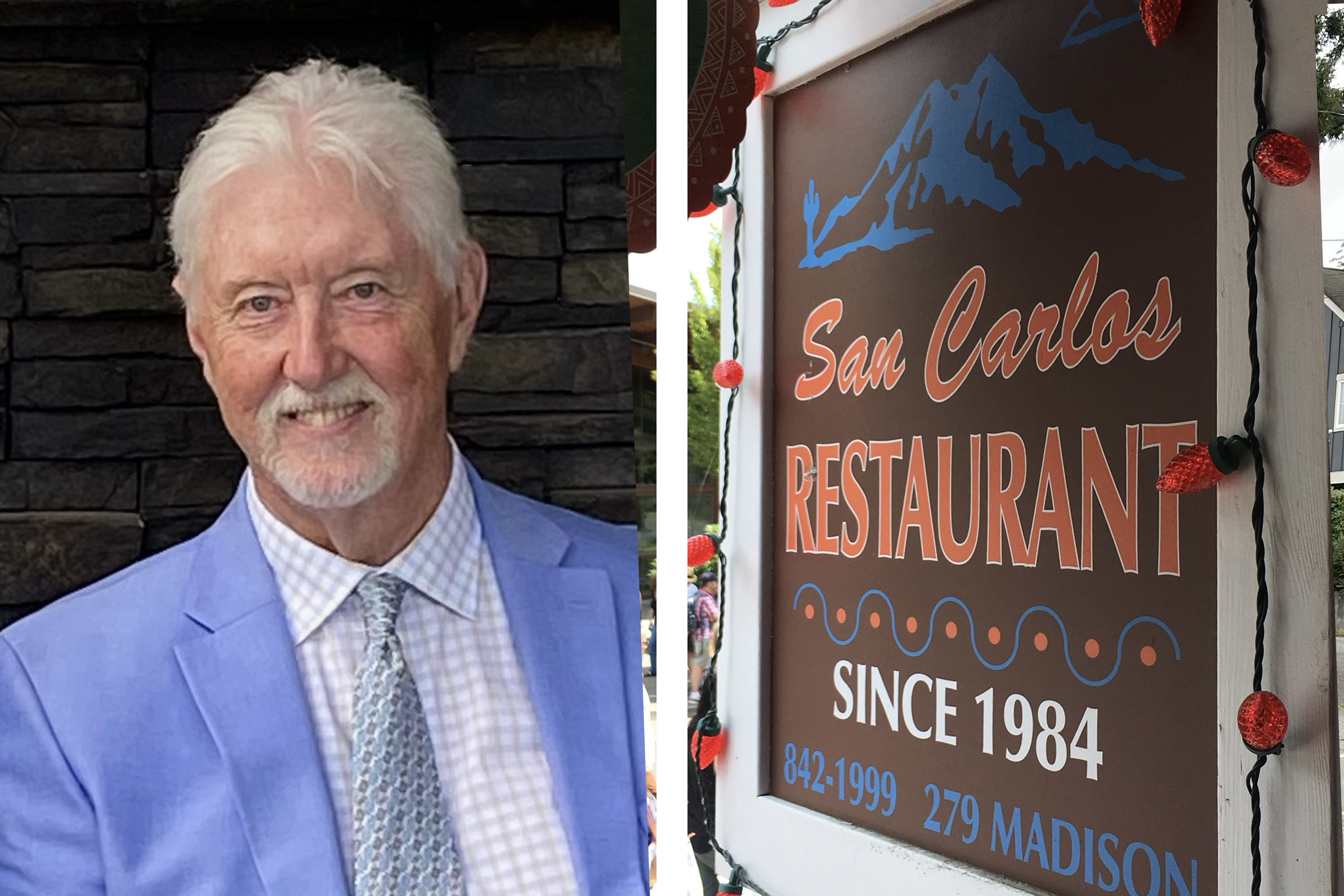 Lee J - Home Equity Story and Portrait Lee J and San Carlos Restaurant sign