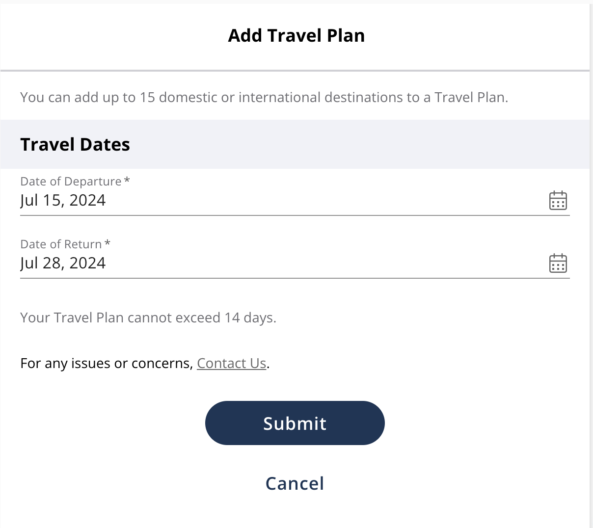 Card Hub Add Travel Plan Dates Card Hub Add Travel Plan Dates